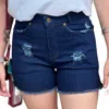 La Miel High Rise Mineral Washed Shorts In Dark Wash In Blue