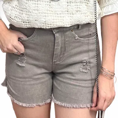 La Miel High Rise Mineral Washed Shorts In Faded Olive In Multi