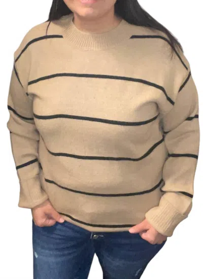 La Miel Latte Lines Sweater Pullover In Caramel Striped In Brown