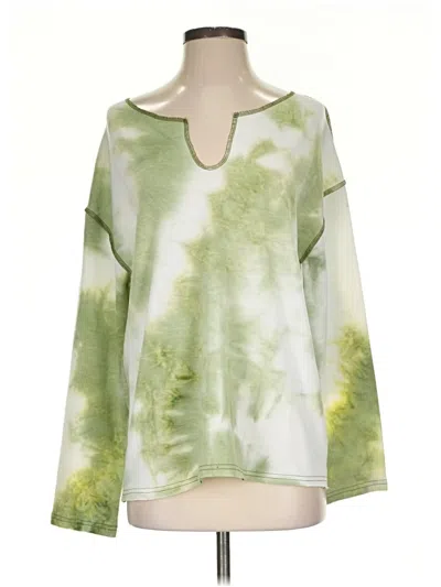 Pre-owned La Miel Long Sleeve Blouse In Green