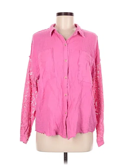 Pre-owned La Miel Long Sleeve Blouse In Pink