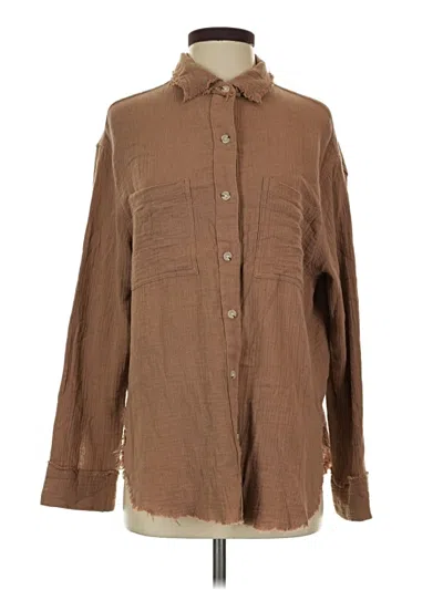 Pre-owned La Miel Long Sleeve Button Down Shirt In Brown
