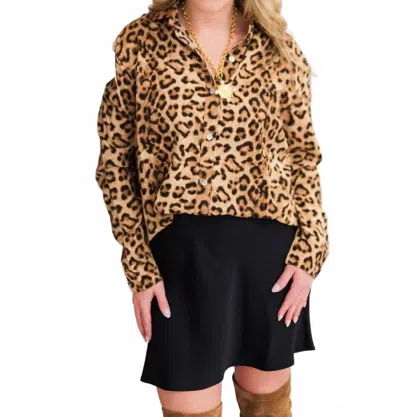 La Miel Long Sleeve Button Down Shirt In Leopard In Animal Print