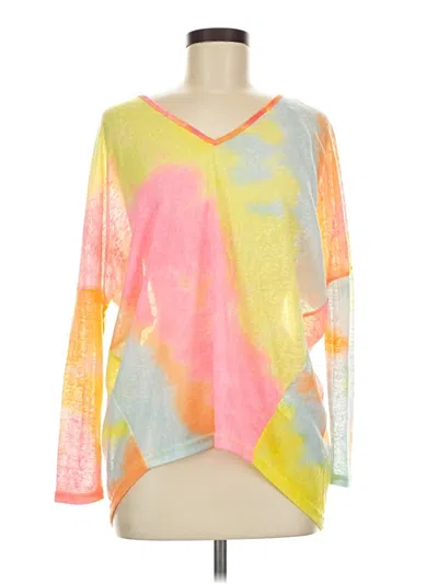 Pre-owned La Miel Long Sleeve Top Yellow V-neck Tops