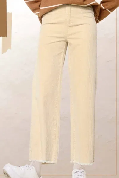 La Miel Mineral Washed Corduroy Pants In Cream In White