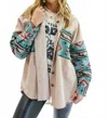La Miel On The Way To Santa Fe Shacket Jacket In Beige In Multi