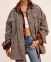 La Miel Plaid Shacket/jacket In Brown In Brown