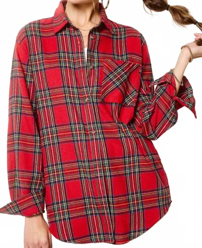 La Miel Ribbon Plaid Shirt In Red