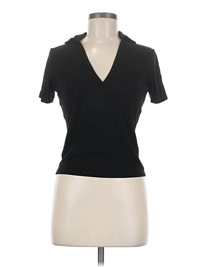 Pre-owned La Miel Short Sleeve Top Black Open Neckline Tops