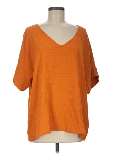 Pre-owned La Miel Short Sleeve Top Orange V-neck Tops