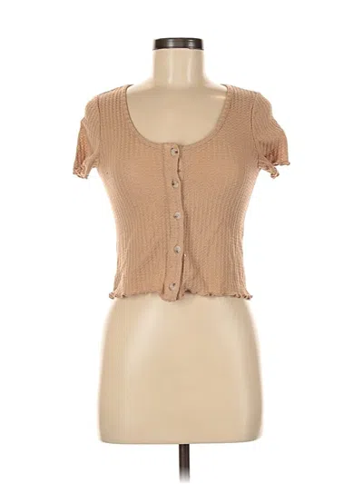 Pre-owned La Miel Short Sleeve Top Tan Sweetheart Neckline Tops
