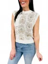 La Miel Sleeveless Floral Sweater In Brown Butter