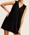 La Miel Soft Wash Vneck Dress In Black In Black