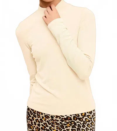La Miel Stretchy Ribbed Long Sleeve Mock Neck Basic Top In Soy Latte In Multi