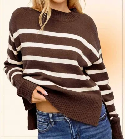 La Miel Striped Dolman Sleeve Sweater In Frudge In Multi