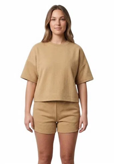 La Miel Two Piece Short & Short Sleeve Top In Beige In Brown