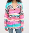 La Miel Women'rainbow Bright Leopard Cardigan In Multicolor/rainbow In Multi