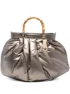 La Milanesa Bamboo-handle Quilted Tote Bag In Brown
