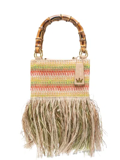 La Milanesa Begonia Fringed Tote Bag In Neutral