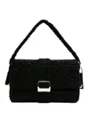 La Milanesa Rectangular Textured Shoulder Bag With Top Handle In Black