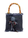 La Milanesa Small Pepper Bag In Dark Blue Denim Color In Blue