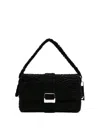 La Milanesa Rectangular Textured Shoulder Bag With Top Handle In Black