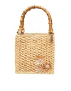 La Milanesa Camille Small Tote Bag In Straw With Flowers In Neutral
