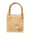 La Milanesa Camille Small Tote Bag In Straw With Flowers In Neutral