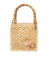 La Milanesa Camille Small Tote Bag In Straw With Flowers In Neutral