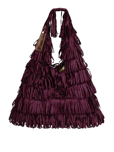 La Milanesa Capucine Eco Suede Shoulder Bag In Dark Red