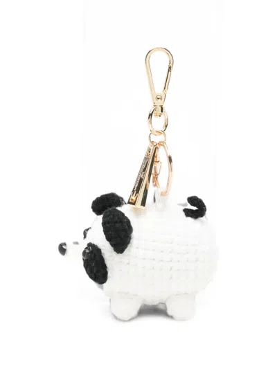 La Milanesa Crochet-panda Bag Charm In White