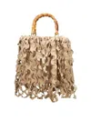La Milanesa Layered Wavy Cutout Medium Ecru Tote Bag