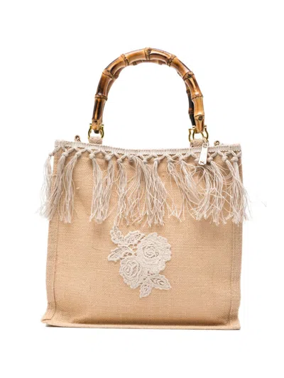 La Milanesa Fleur Medium Handbag In Brown