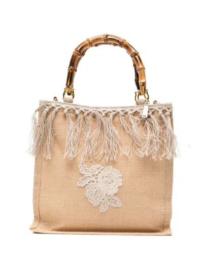 La Milanesa Fleur Medium Handbag In Brown