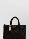 La Milanesa Floral Faux Fur Tote Bag With Handles In Brown