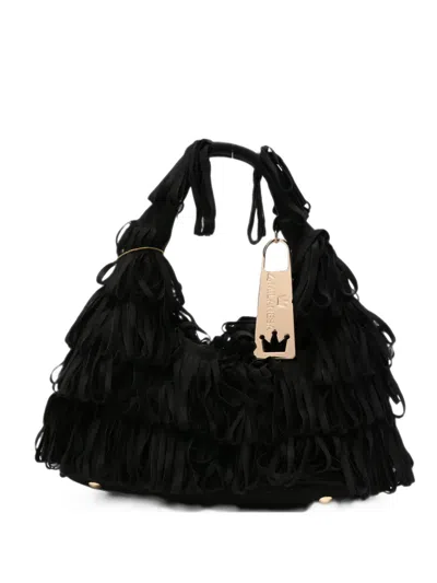 La Milanesa Fringe-detailed Logo-plaque Clutch Bag In White