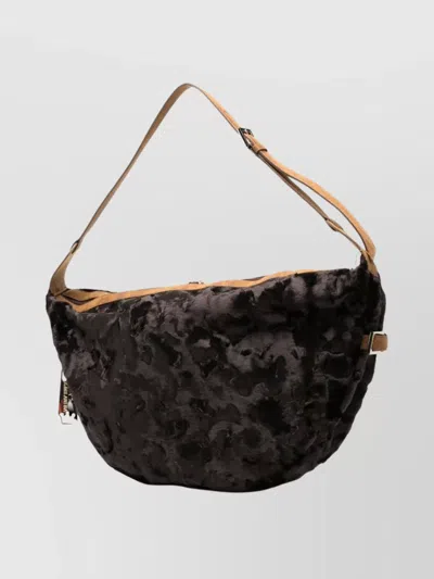 LA MILANESA HALF-MOON FAUX FUR SHOULDER BAG