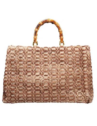 La Milanesa Jute And Viscose Shopping Bag In Multicolor