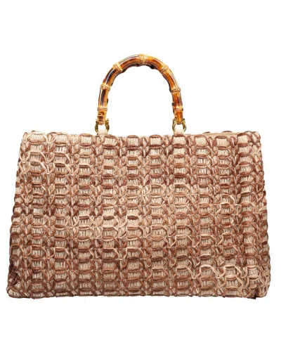 La Milanesa Jute And Viscose Shopping Bag In Multicolor