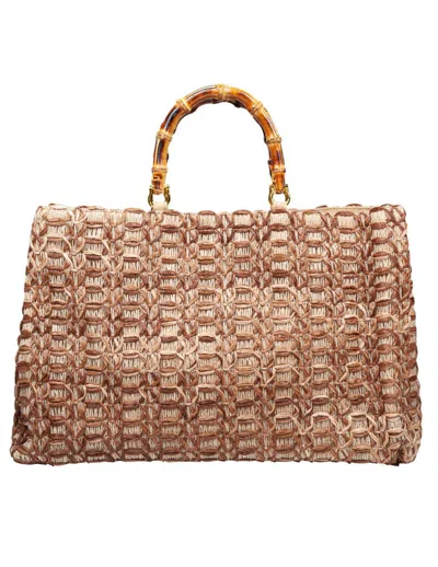 La Milanesa Jute And Viscose Shopping Bag In Multicolor