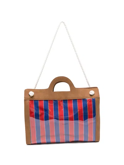 La Milanesa Large Dalia Striped Tote Bag In Blue