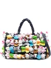 La Milanesa Large Toys-appliqué Cotton Tote Bag In Blue