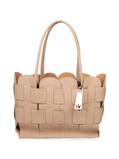 La Milanesa Large Viola Woven Tote Bag In White