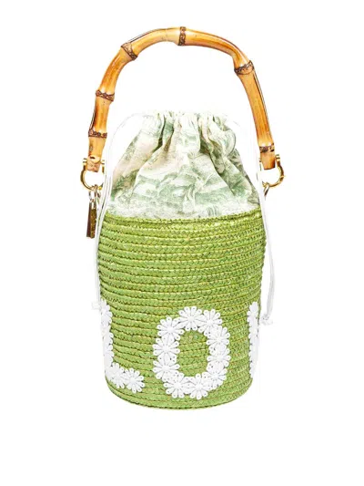 La Milanesa Love Bucket Bag In Straw Green Color