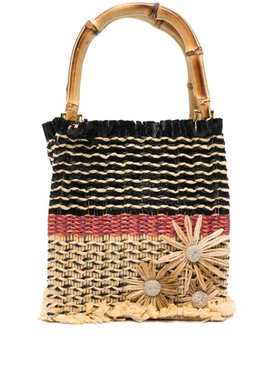 La Milanesa Marghe Straw Handbag In Black