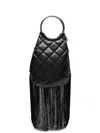 La Milanesa Quilted Fringed-bottom Clutch In Black