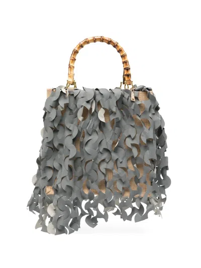 La Milanesa Medium Oceano Bamboo-handle Tote Bag In Gray
