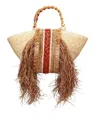 La Milanesa Orizzonte I Straw Shopping Bag With Fringes In Brown