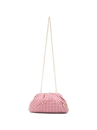 La Milanesa "petunia" Little Squared Vichy Canva Crossbody Bag In Red