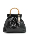 La Milanesa Quilted Bamboo-handle Tote Bag In Black